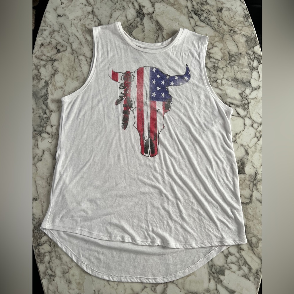 American flag bull tank top
